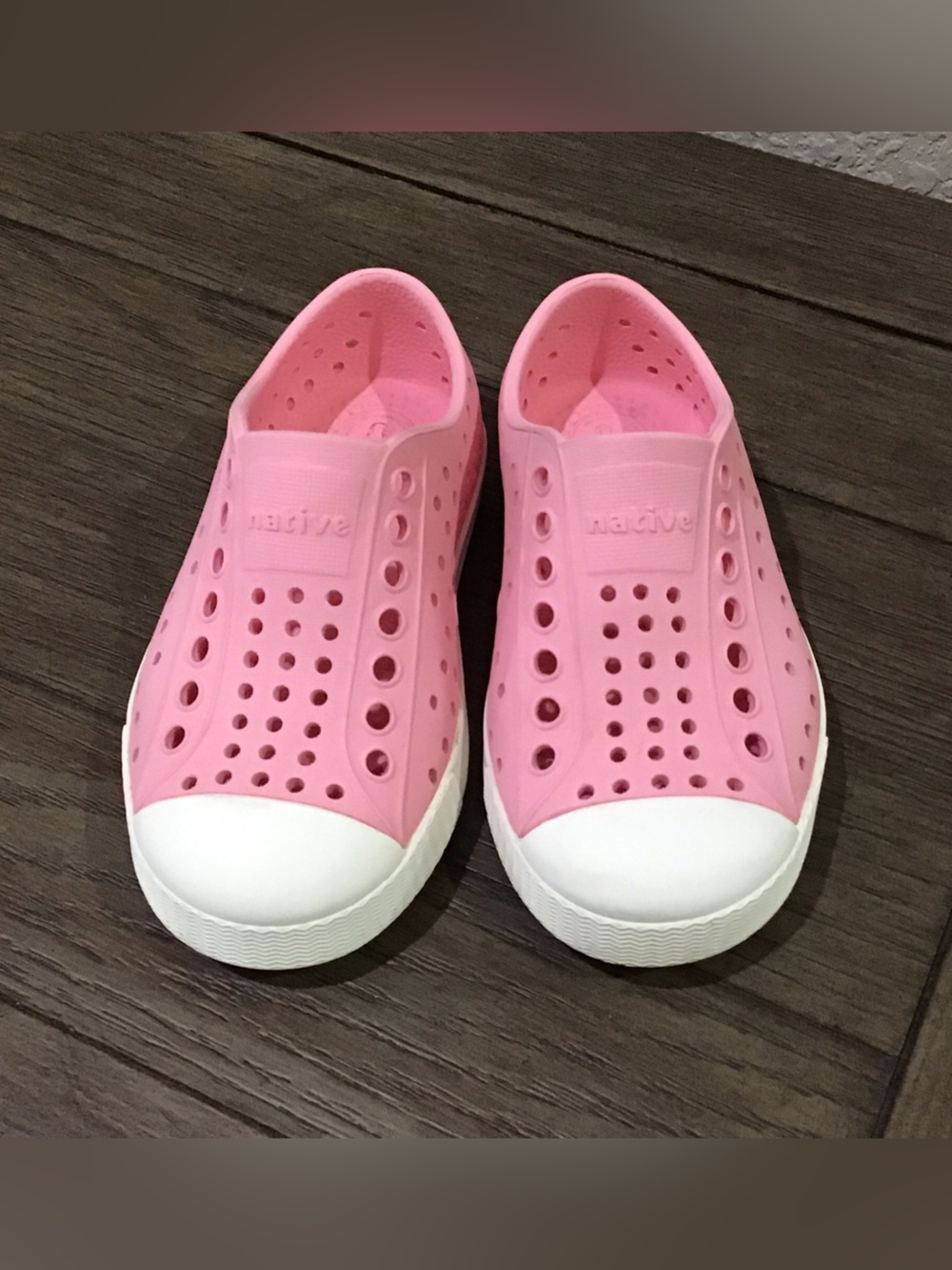 Native Kids Pink Slip-On Water Shoes with White Toe